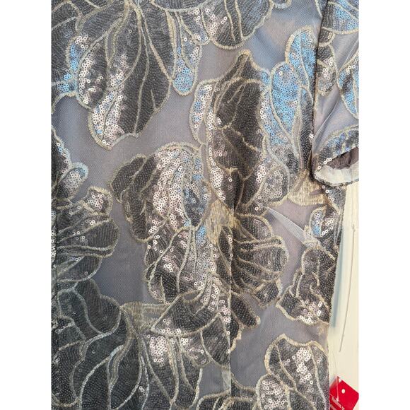 Tahari Arthur S. Levine Dove Grey Sequin Cocktail Dress Size 2 NWT - Picture 12 of 16